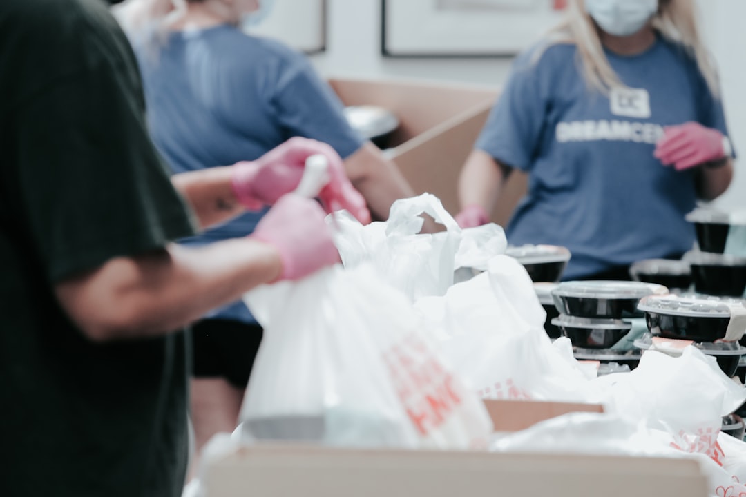 Community volunteers working together on a service project
